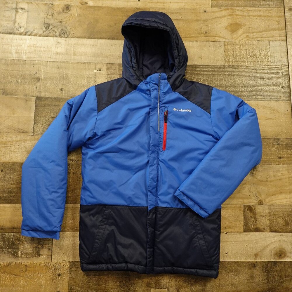 Columbia Lightning Lift‎ Insulated Jacket Boys Large Blue Hooded Winter